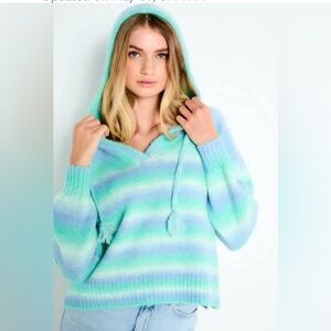 Lisa Todd Ladies Color Cloud Striped Sweater Hoodie Size L